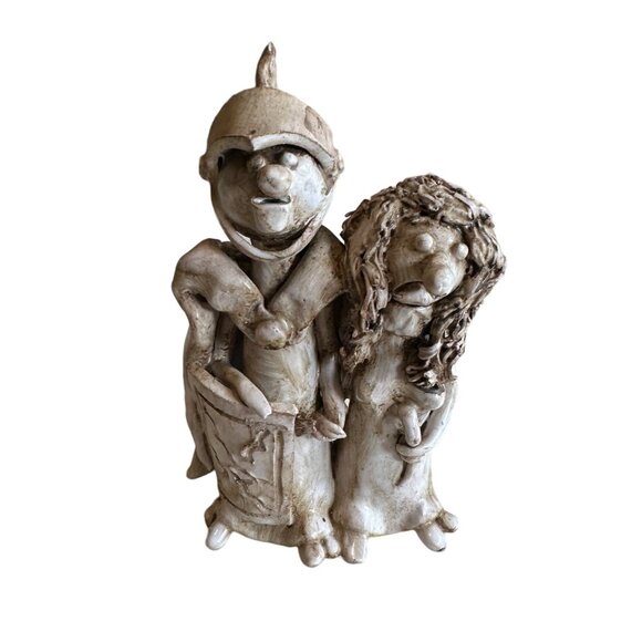 Handmade Vintage Pottery Gladiator & Woman Figurine Dino Bencini Italy Signed - Picture 1 of 9